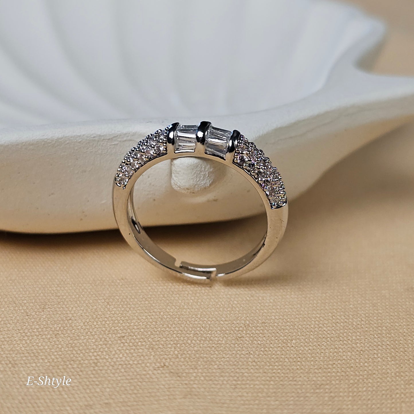 Twin Baguette Accent Ring – Silver