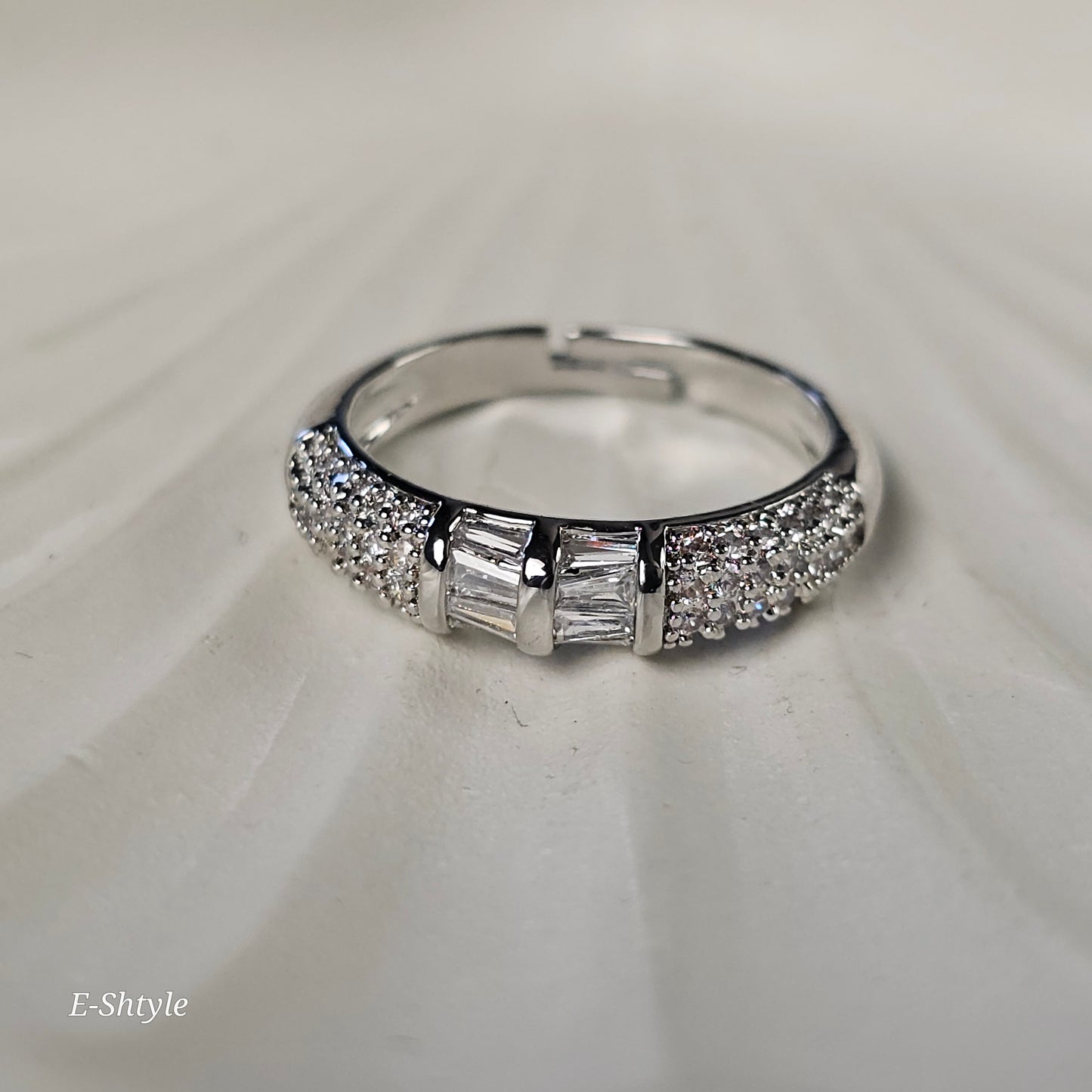 Twin Baguette Accent Ring – Silver