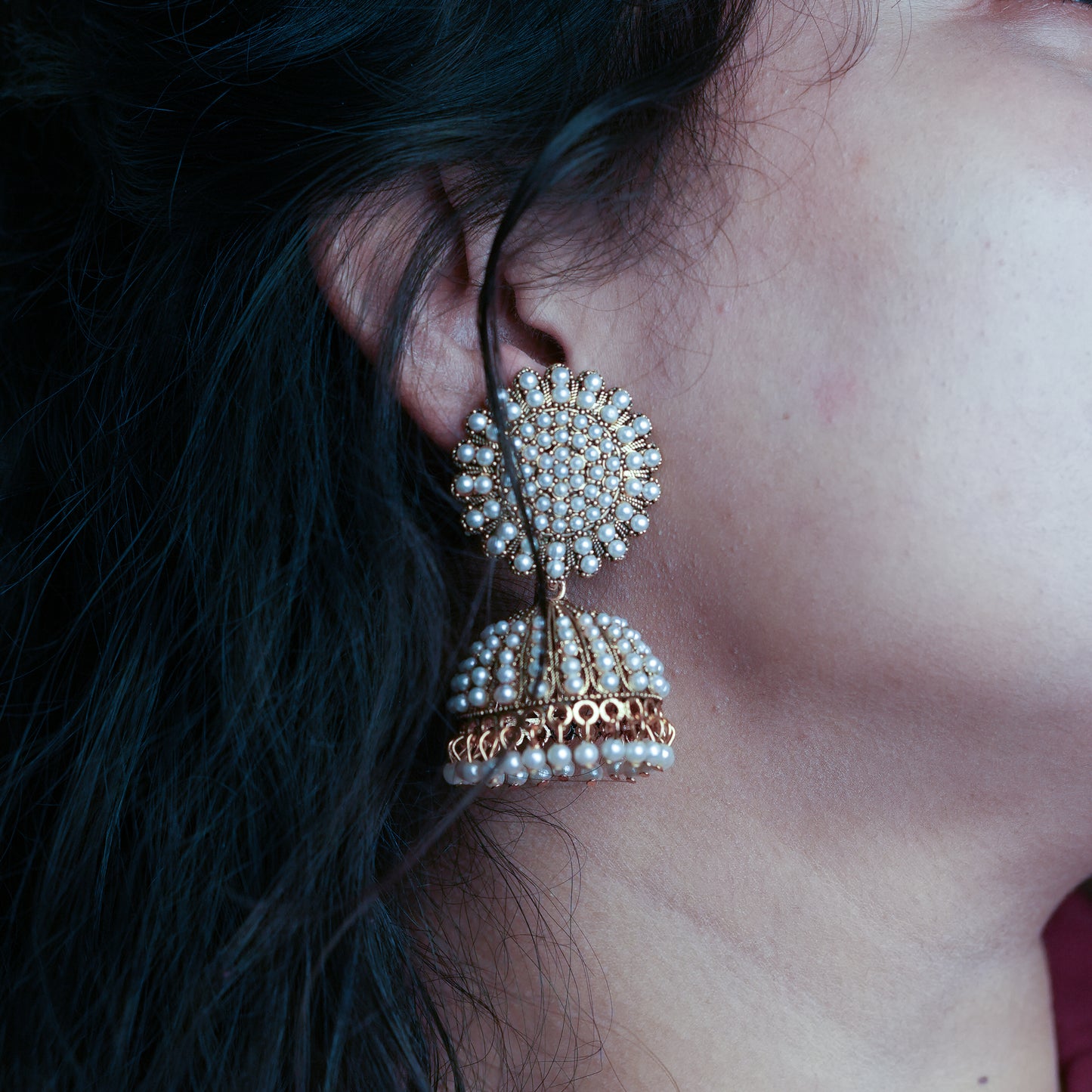 Pearl Dome Jhumka Earrings
