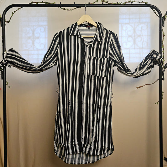 Monochrome Stripe Shirt Dress
