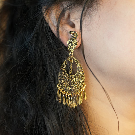 Antique Peacock Drop Earrings